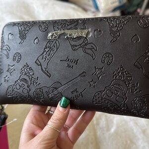 BETSEY JOHNSON Black Cowboy Skulls Boots Guitars RODEO Wristlet Wallet Cowgirl